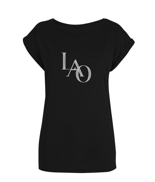 LAO Women’s rolled sleeve tunic t-shirt Black