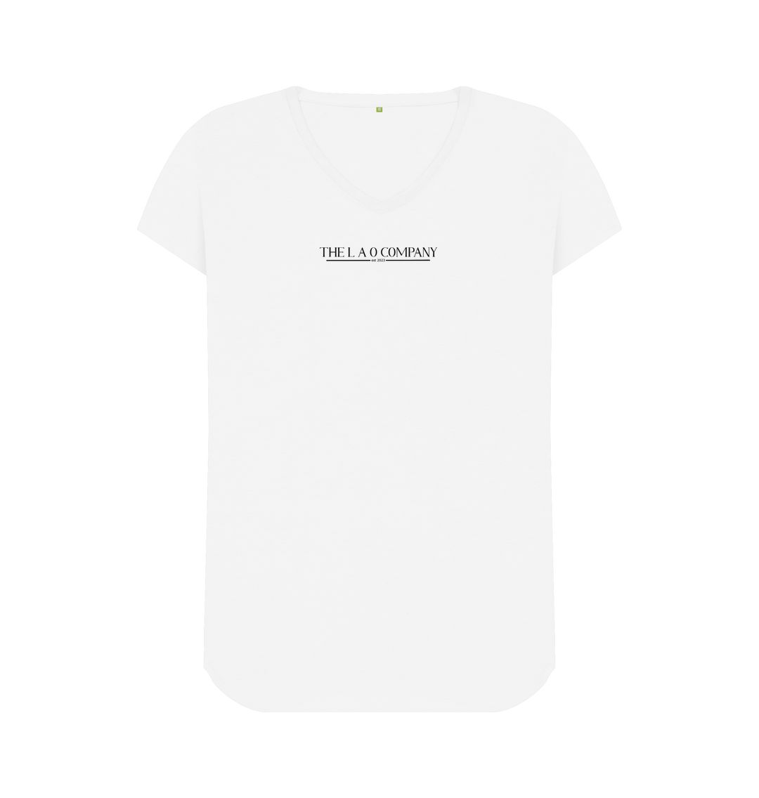 White LAO Womens V Neck Tshirt White